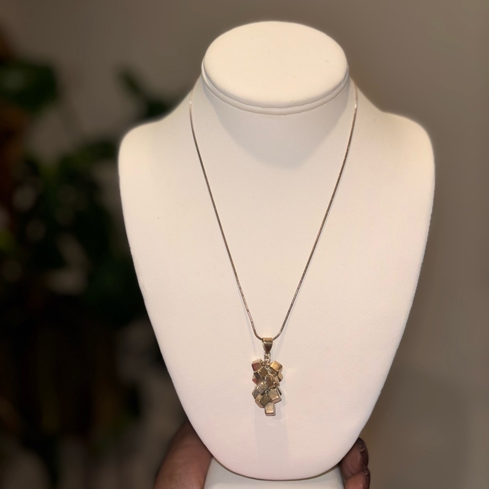 Vintage Italian Sterling Silver Chain with Geometric Pendant